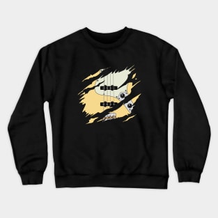 Ripped Bass Guitar J-Style Buttercream Color Crewneck Sweatshirt